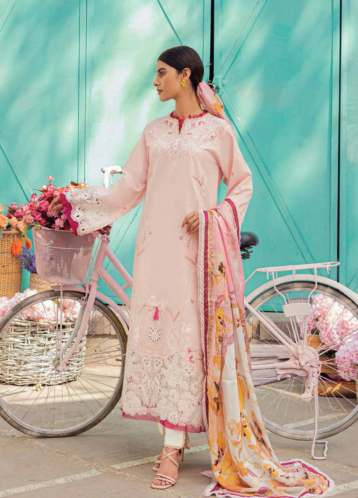 Hemline by Mushq Embroidered Lawn Suits Unstitched 3 Piece MQ23HMS HML23-3B LARA - Spring / Summer Collection