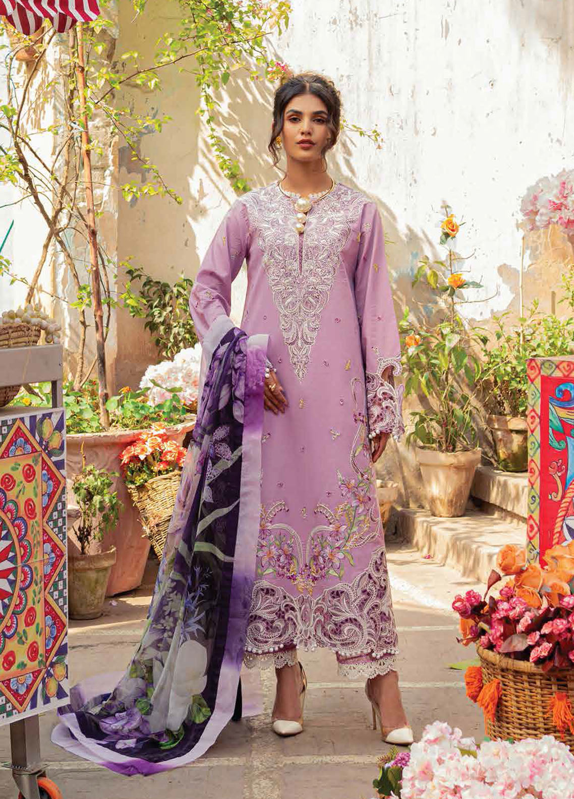 Hemline by Mushq Embroidered Lawn Suits Unstitched 3 Piece MQ23HMS HML23-4A FLAVIA - Spring / Summer Collection