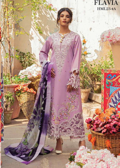 Hemline by Mushq Embroidered Lawn Suits Unstitched 3 Piece MQ23HMS HML23-4A FLAVIA - Spring / Summer Collection