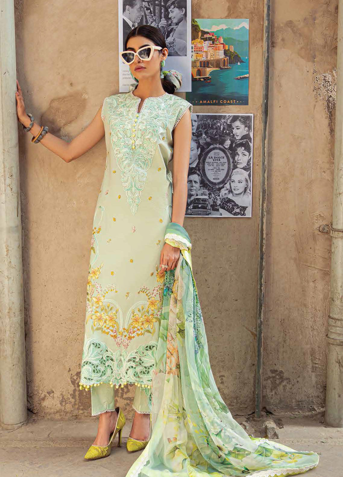 Hemline by Mushq Embroidered Lawn Suits Unstitched 3 Piece MQ23HMS HML23-4B BIANCA - Spring / Summer Collection