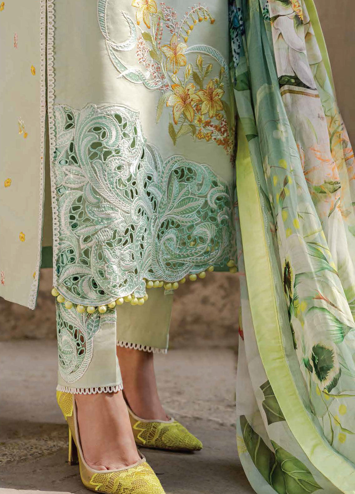 Hemline by Mushq Embroidered Lawn Suits Unstitched 3 Piece MQ23HMS HML23-4B BIANCA - Spring / Summer Collection