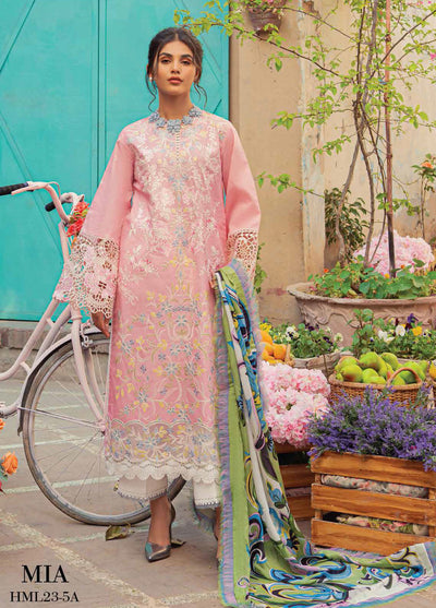Hemline by Mushq Embroidered Lawn Suits Unstitched 3 Piece MQ23HMS HML23-5A DONATELLA - Spring / Summer Collection