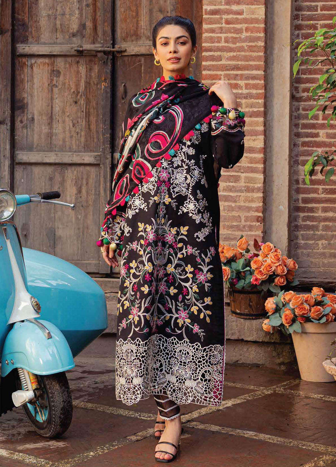 Hemline by Mushq Embroidered Lawn Suits Unstitched 3 Piece MQ23HMS HML23-5A MIA - Spring / Summer Collection