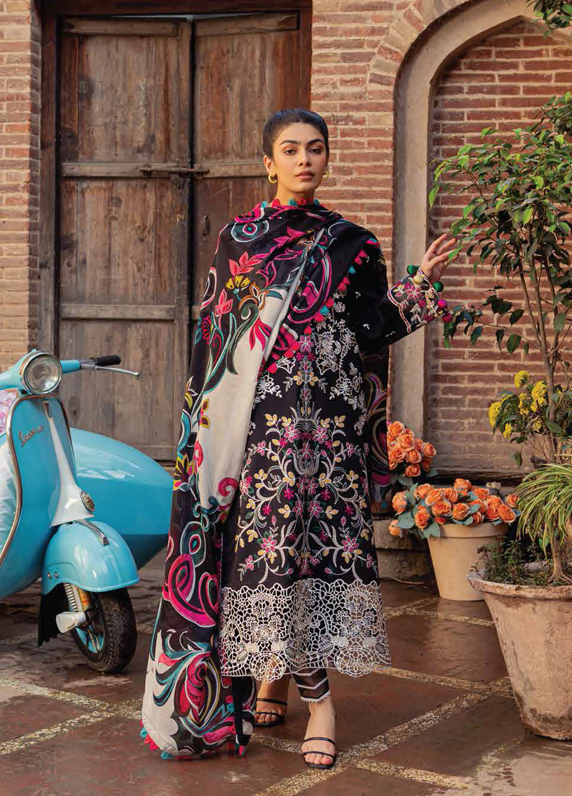 Hemline by Mushq Embroidered Lawn Suits Unstitched 3 Piece MQ23HMS HML23-5A MIA - Spring / Summer Collection