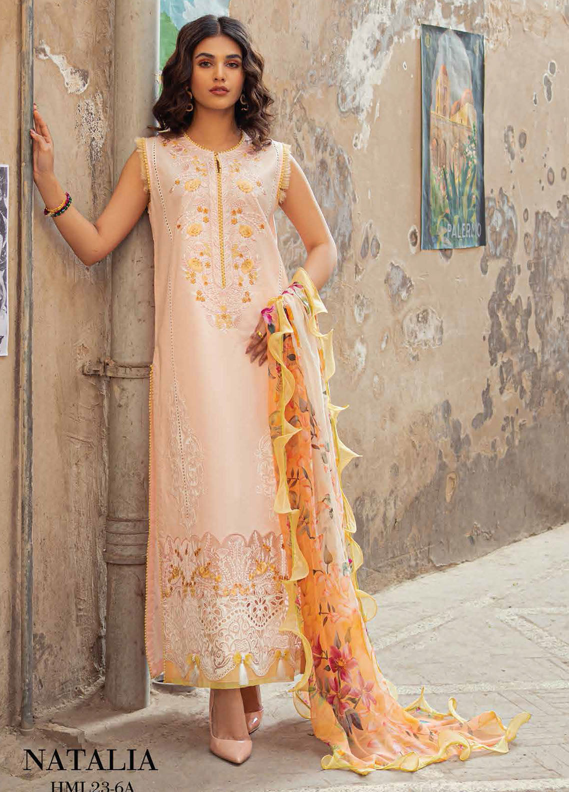 Hemline by Mushq Embroidered Lawn Suits Unstitched 3 Piece MQ23HMS HML23-6A NATALIA - Spring / Summer Collection