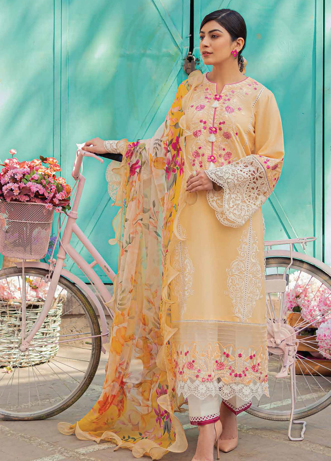 Hemline by Mushq Embroidered Lawn Suits Unstitched 3 Piece MQ23HMS HML23-6B STELLA - Spring / Summer Collection