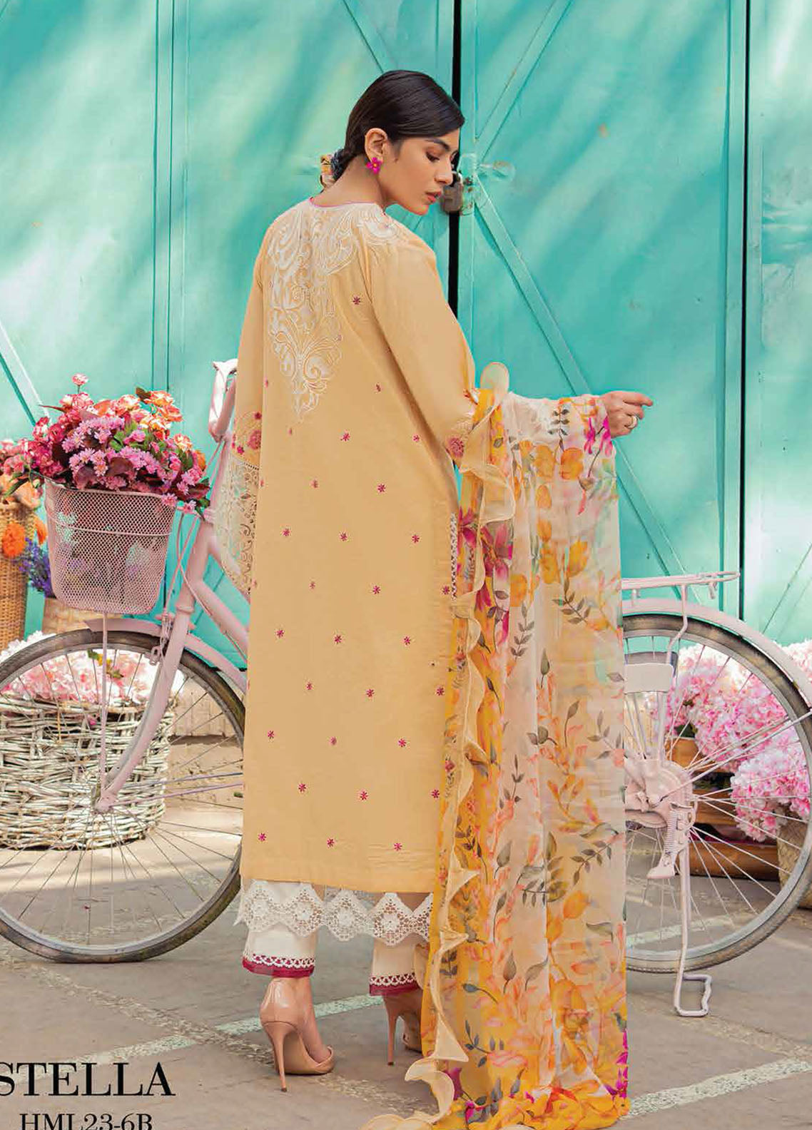 Hemline by Mushq Embroidered Lawn Suits Unstitched 3 Piece MQ23HMS HML23-6B STELLA - Spring / Summer Collection