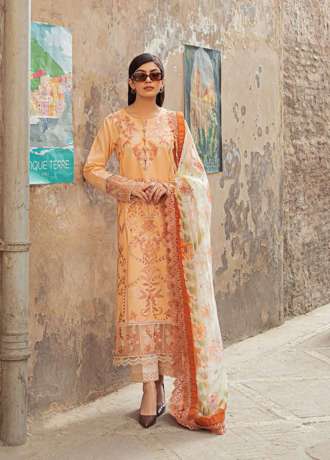 Hemline by Mushq Embroidered Lawn Suits Unstitched 3 Piece MQ23HMS HML23-7B ELISA - Spring / Summer Collection