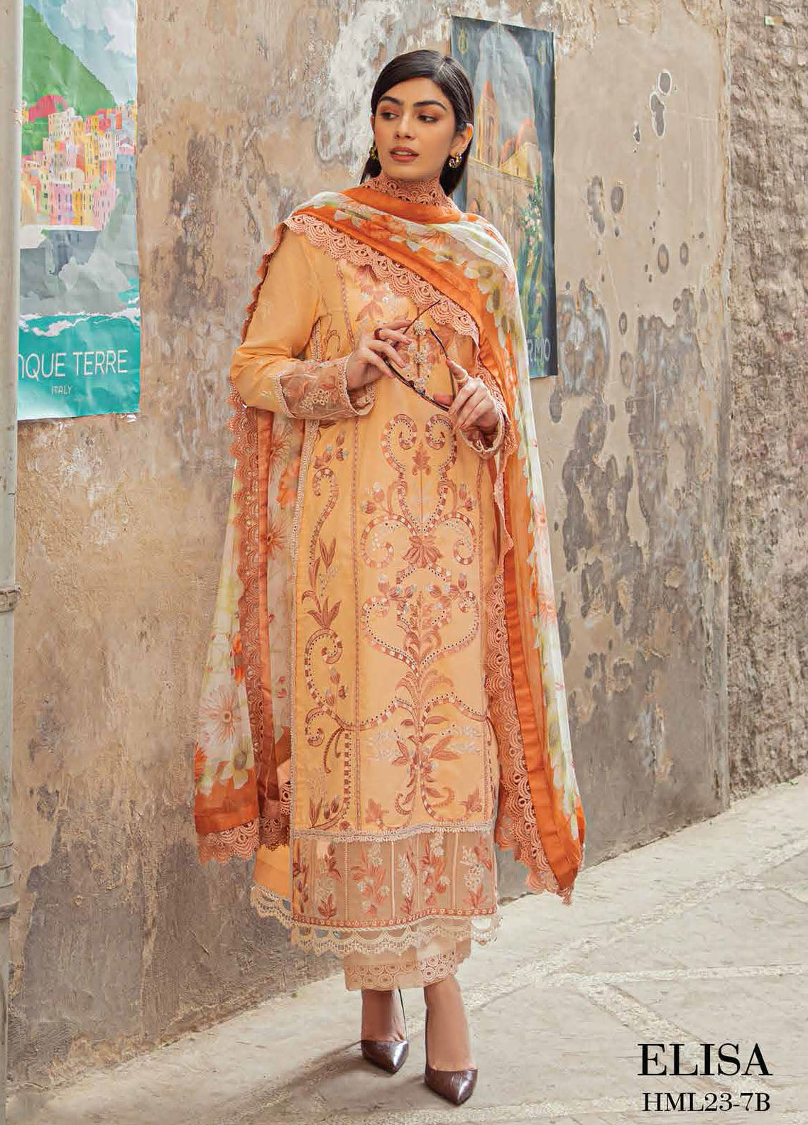 Hemline by Mushq Embroidered Lawn Suits Unstitched 3 Piece MQ23HMS HML23-7B ELISA - Spring / Summer Collection