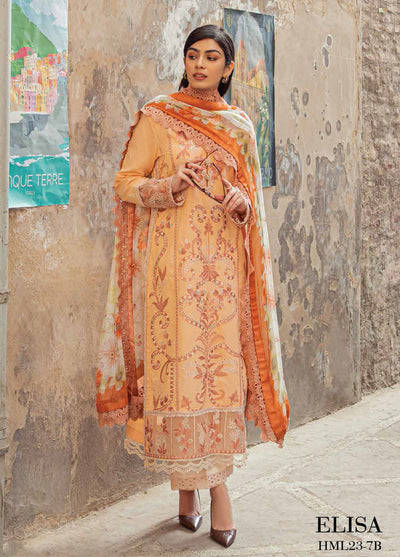 Hemline by Mushq Embroidered Lawn Suits Unstitched 3 Piece MQ23HMS HML23-7B ELISA - Spring / Summer Collection