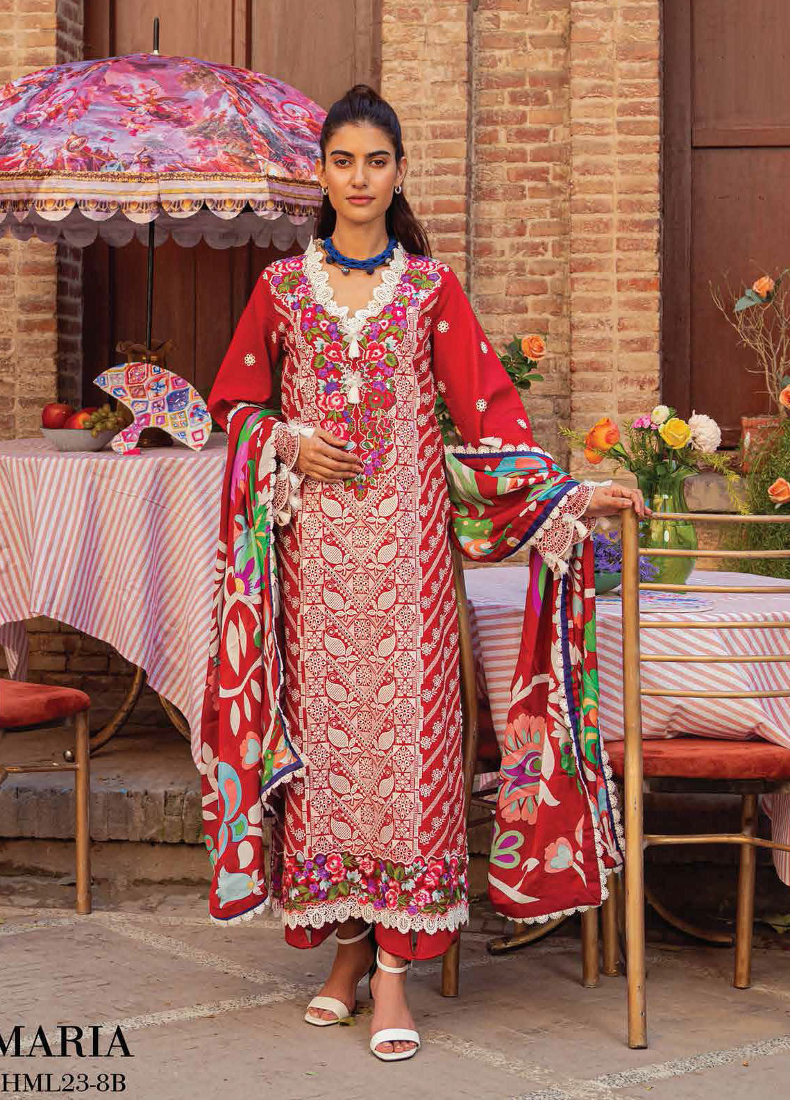 Hemline by Mushq Embroidered Lawn Suits Unstitched 3 Piece MQ23HMS HML23-8B MARIA - Spring / Summer Collection