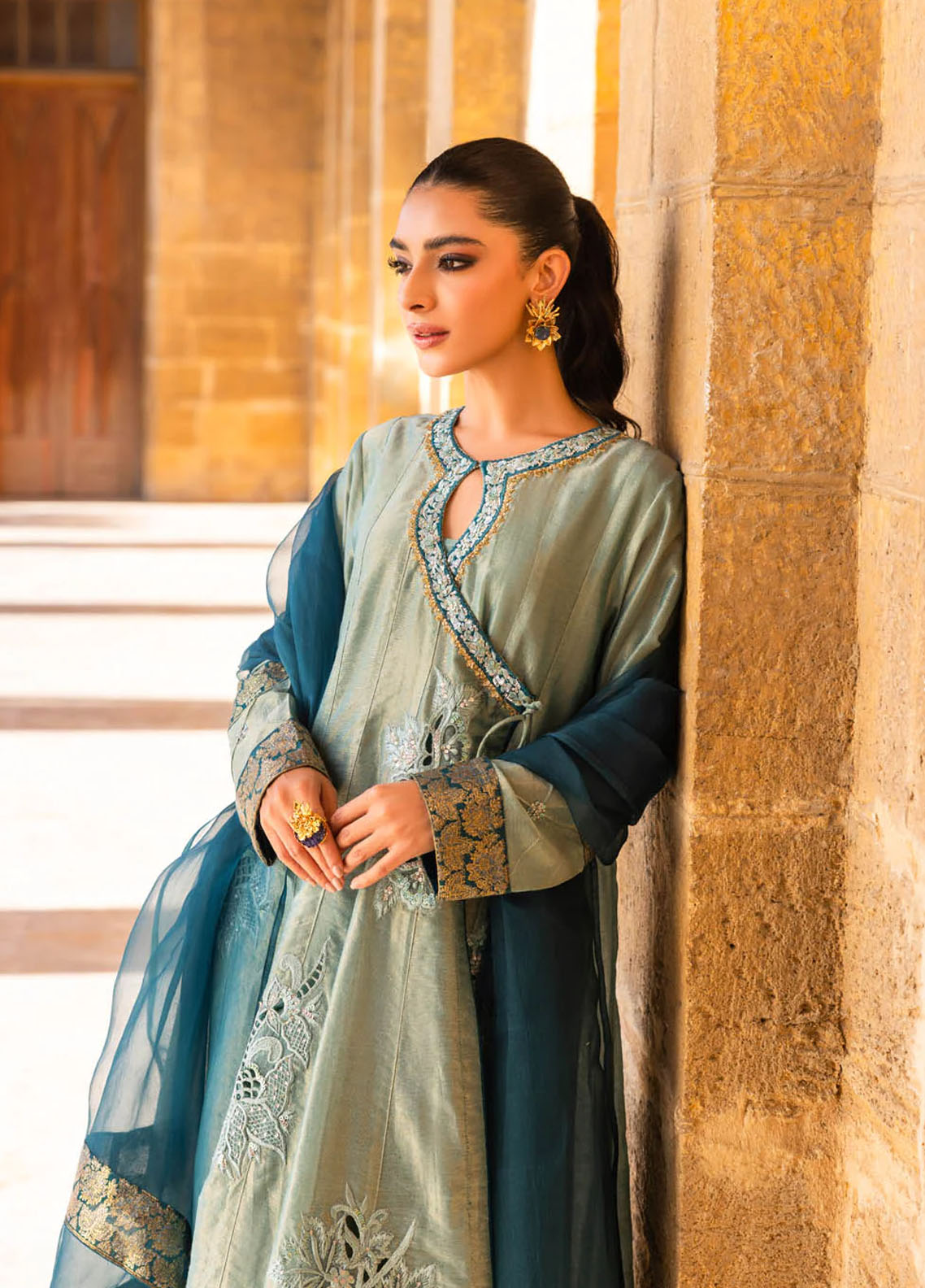 Hue Luxury Pret Khaadi Silk 3 Piece Dress HUE23AF ABSHAAR