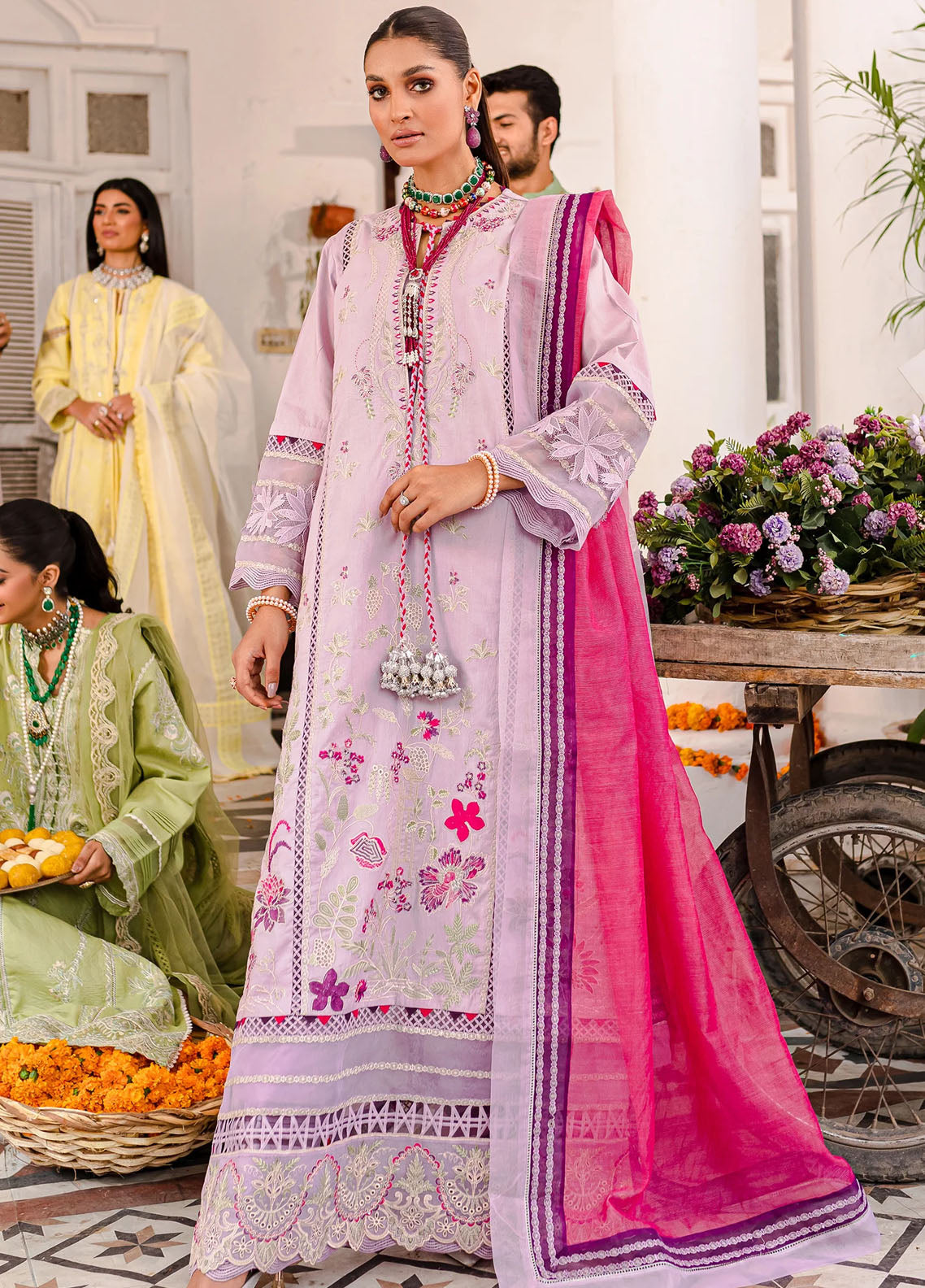 Jashn-e-Eid By Maryum N Maria Unstitched Festive Lawn Collection 2023 MLFD135 Berry