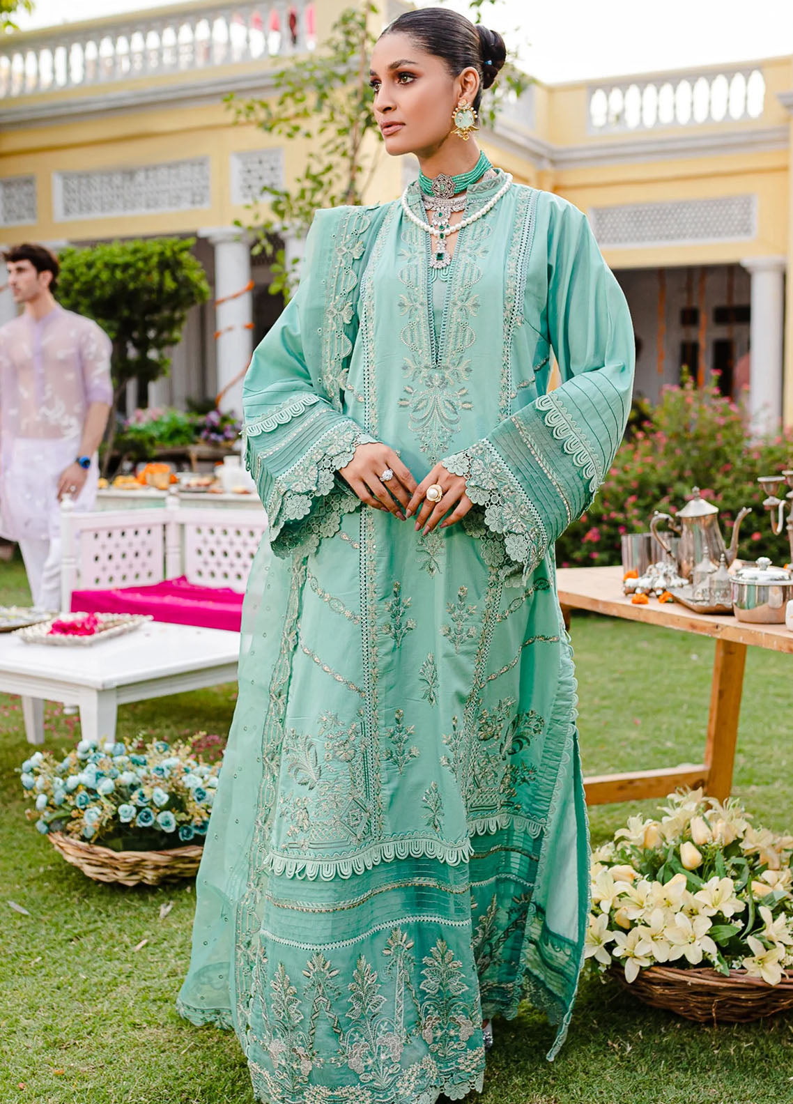 Jashn-e-Eid By Maryum N Maria Unstitched Festive Lawn Collection 2023 MLFD136 Sultriness