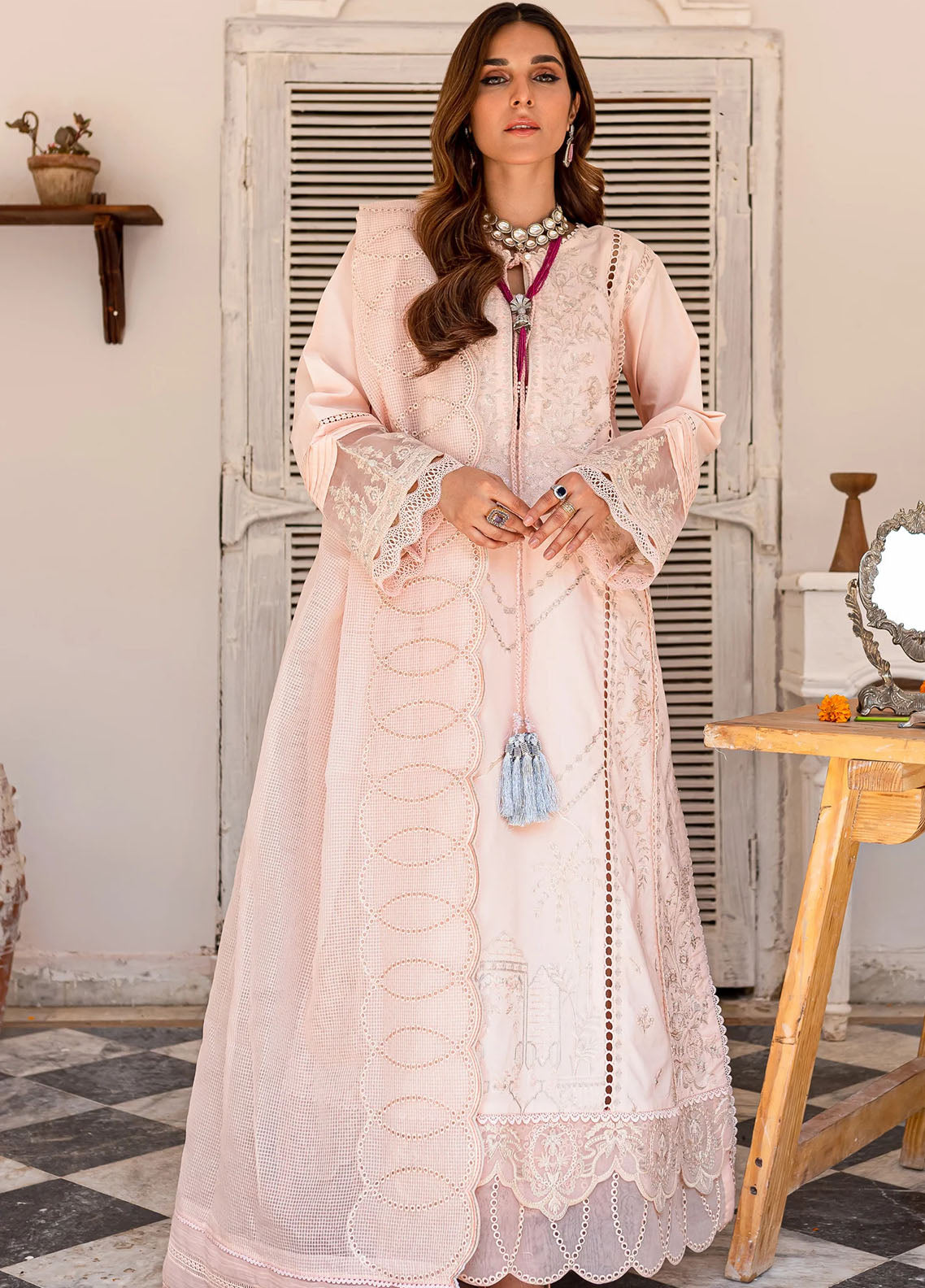Jashn-e-Eid By Maryum N Maria Unstitched Festive Lawn Collection 2023 MLFD139 Pink Noveau
