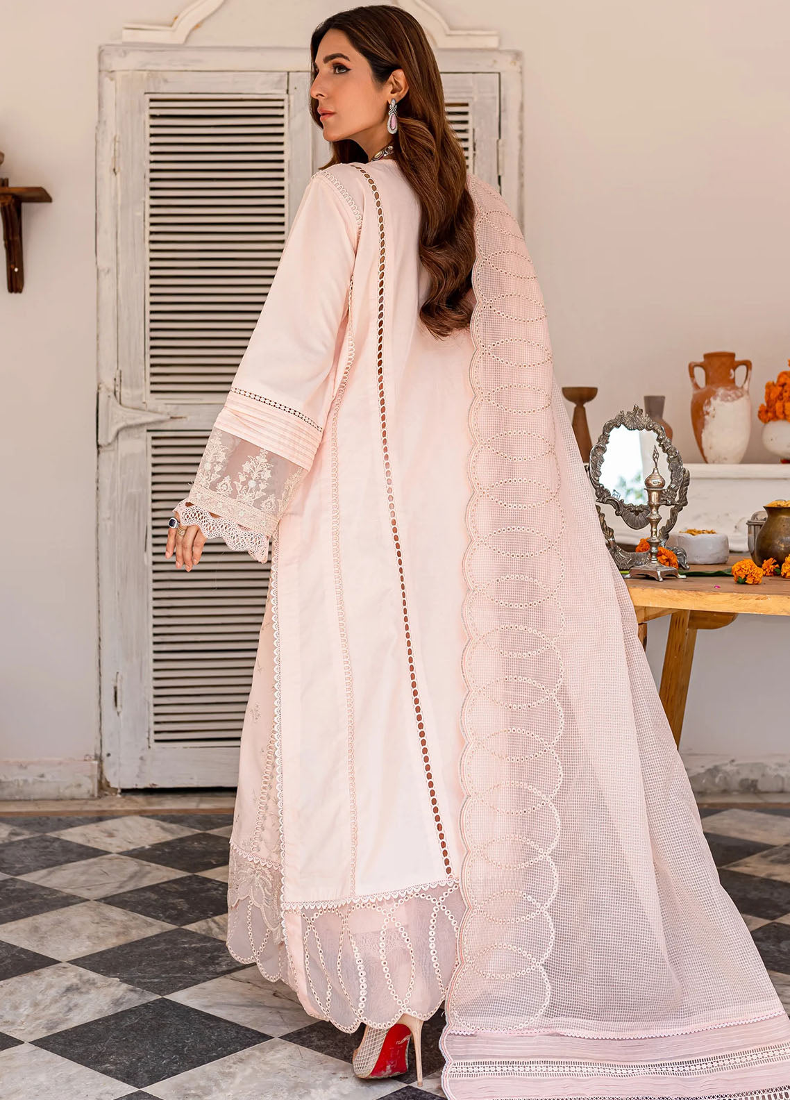 Jashn-e-Eid By Maryum N Maria Unstitched Festive Lawn Collection 2023 MLFD139 Pink Noveau