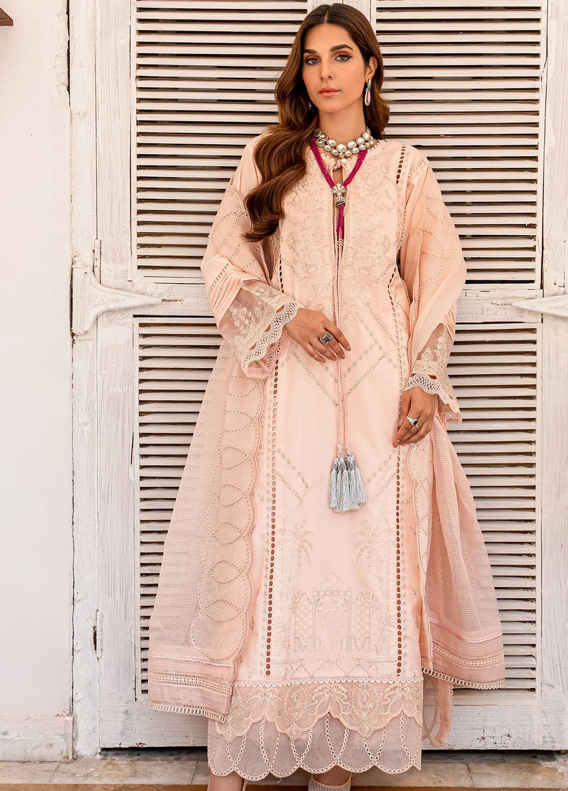 Jashn-e-Eid By Maryum N Maria Unstitched Festive Lawn Collection 2023 MLFD139 Pink Noveau