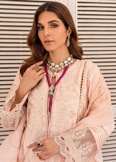 Jashn-e-Eid By Maryum N Maria Unstitched Festive Lawn Collection 2023 MLFD139 Pink Noveau