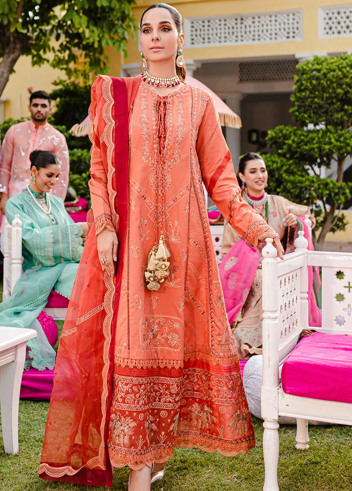 Jashn-e-Eid By Maryum N Maria Unstitched Festive Lawn Collection 2023 MLFD143 Ruby Woo