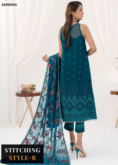 La Celeste By Zarif Embroidered Chiffon Suits Unstitched 3 Piece ZF23LC ZLC 03 Gardenia - Luxury Formal Collection