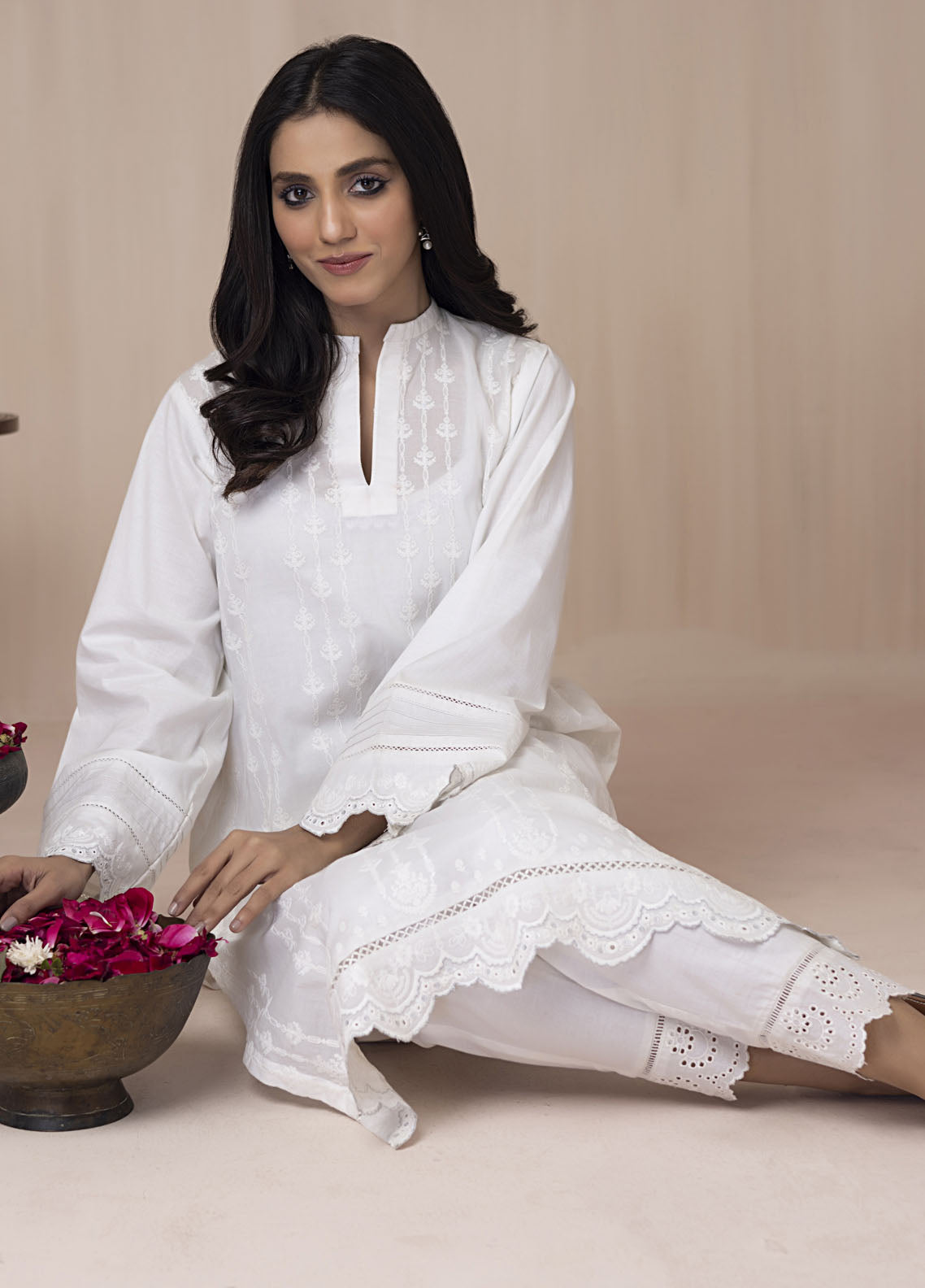 Lakhany Casual Pret Embroidered Cambric Shirt LG-RN-0057-W-EMB-1P