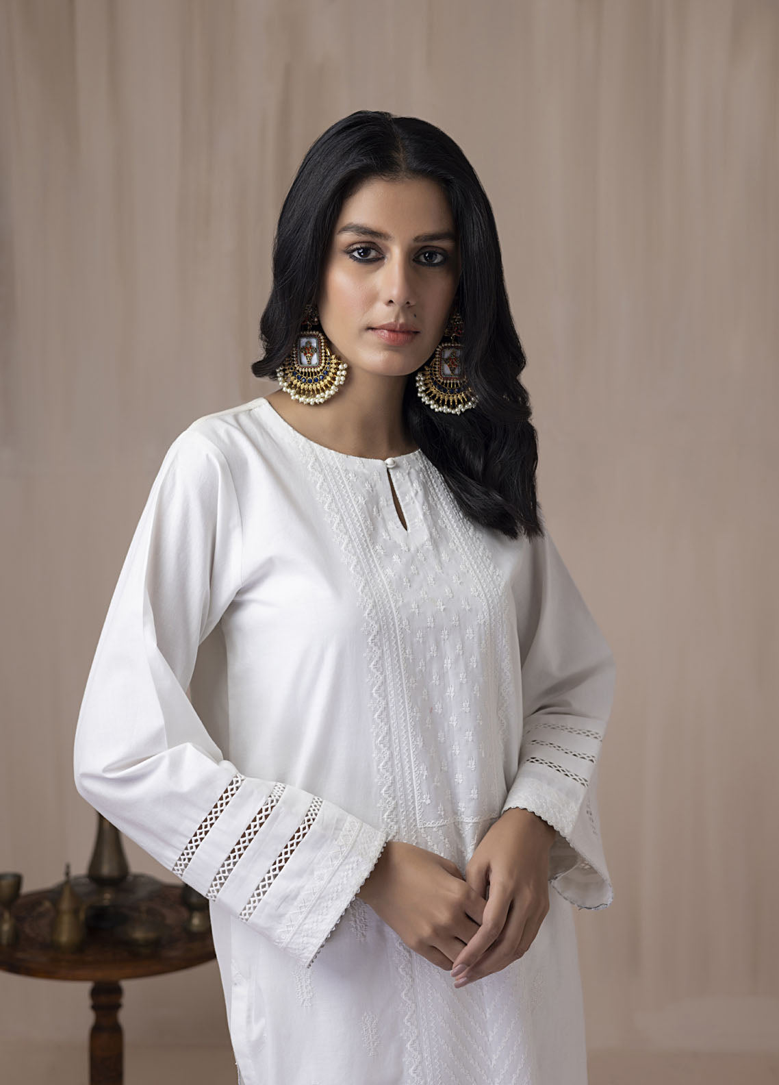 Lakhany Casual Pret Embroidered Cambric Shirt LG-ZH-0020-W-EMB-1P