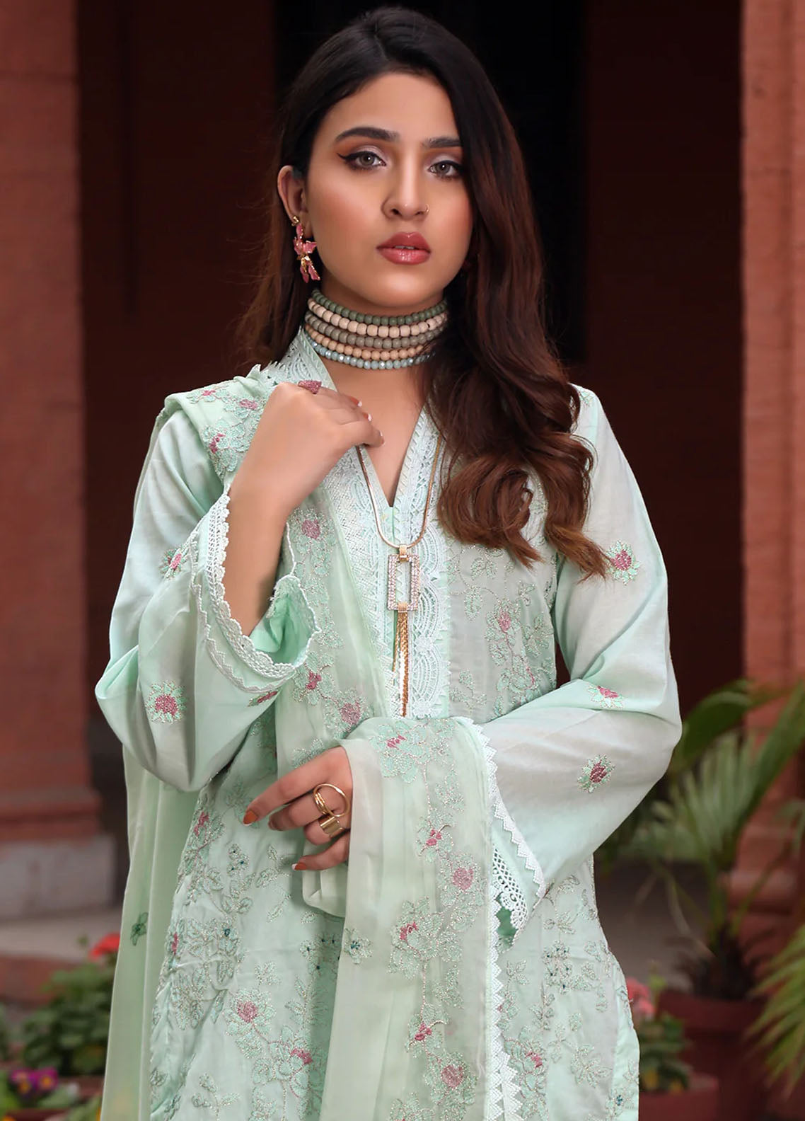 Mahnur Embroidered Lawn Suits Unstitched 3 Piece MN23L-V2 D-10 - Summer Collection