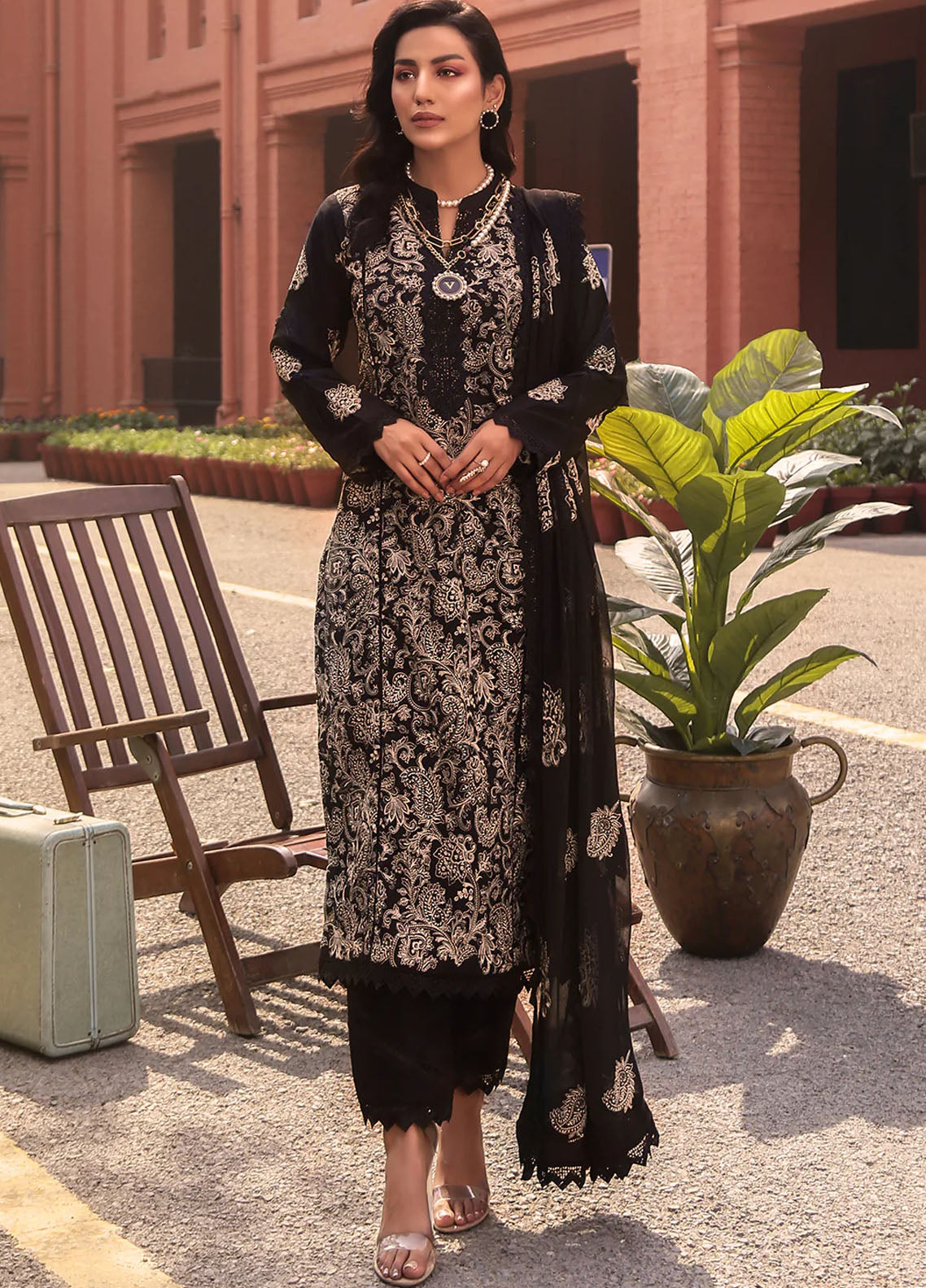 Mahnur Embroidered Lawn Suits Unstitched 3 Piece MN23L-V2 D-11 - Summer Collection