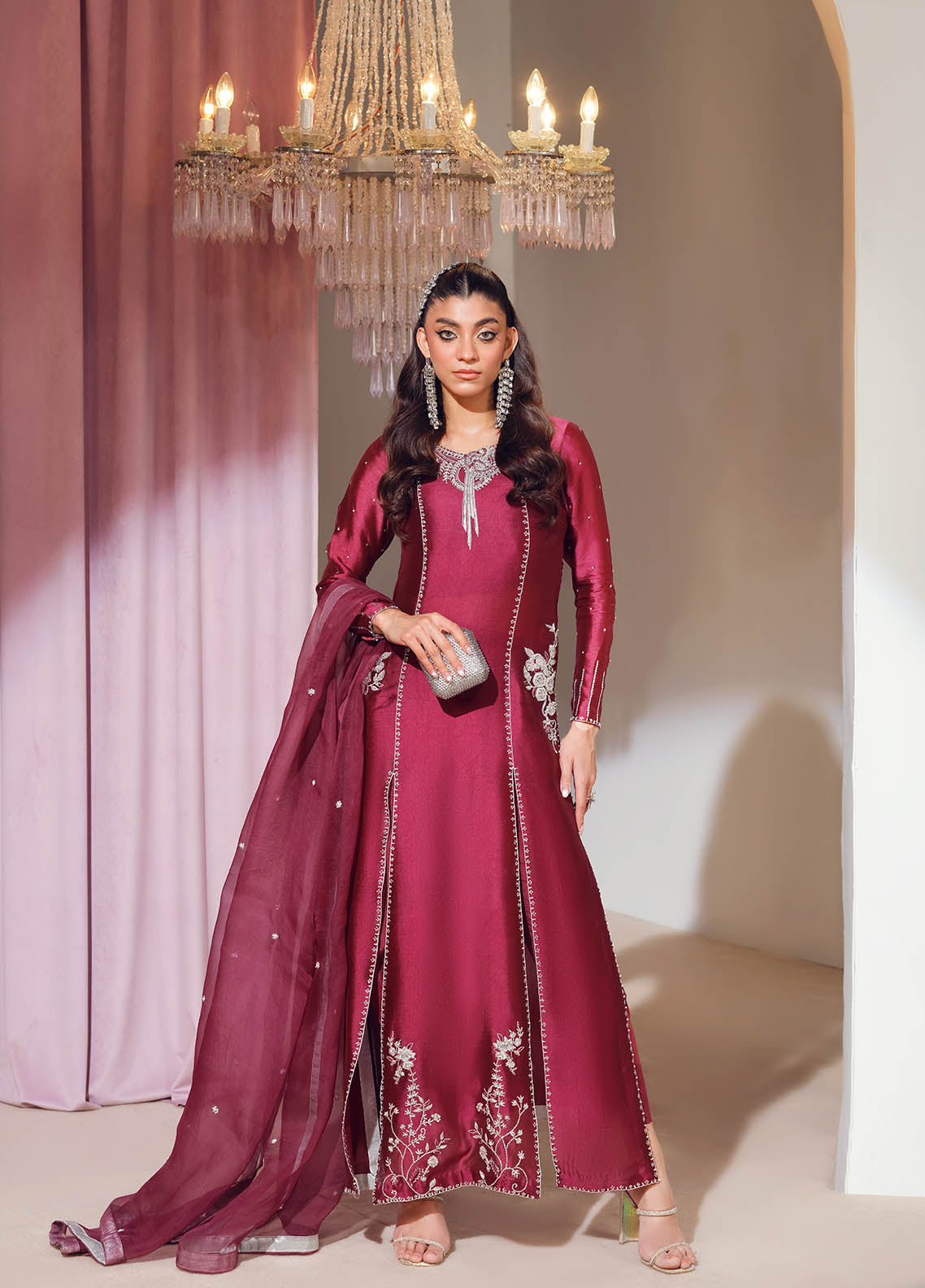 Mahum Asad Luxury Pret Silk 3 Piece Dress MA23FE CRUSH