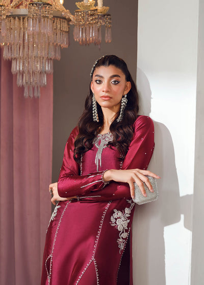 Mahum Asad Luxury Pret Silk 3 Piece Dress MA23FE CRUSH