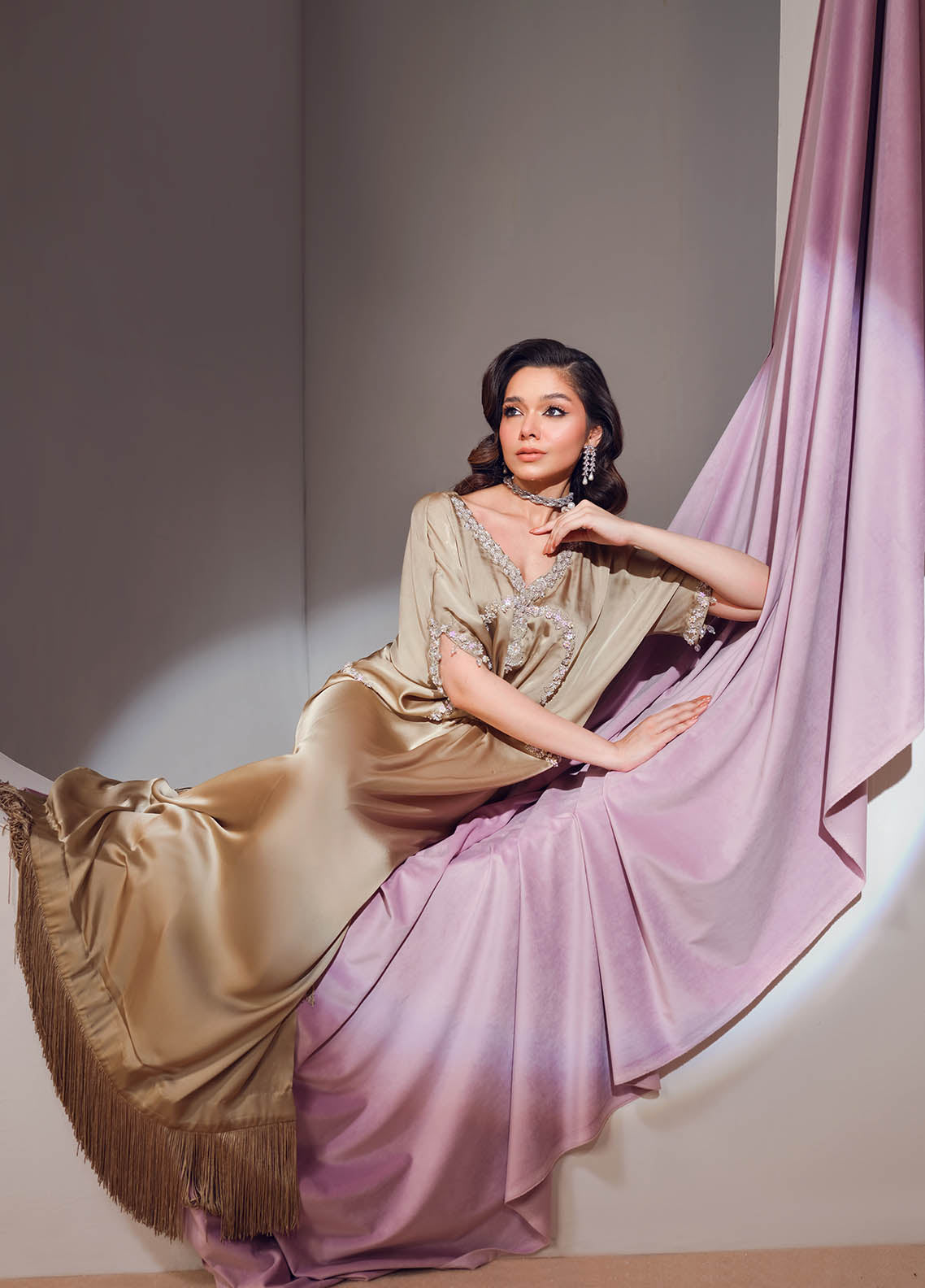 Mahum Asad Luxury Pret Silk Kaftan MA23FE GROOVE