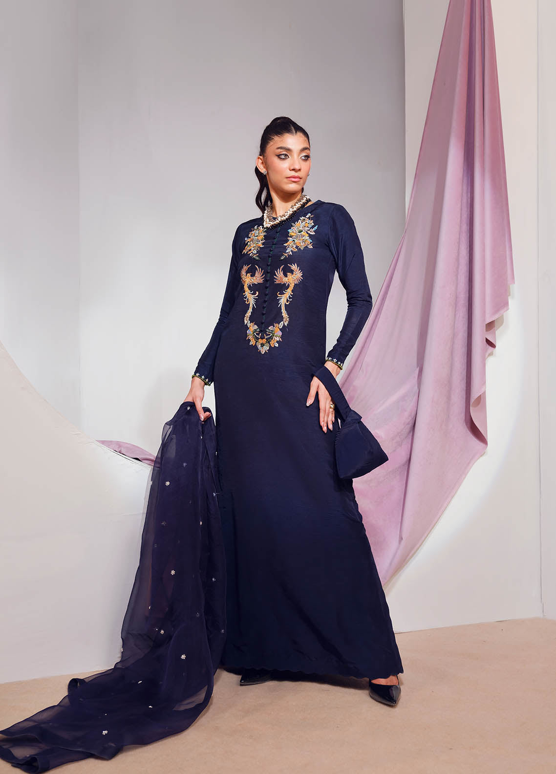 Mahum Asad Luxury Pret Raw Silk 3 Piece Dress MA23FE BLOOM