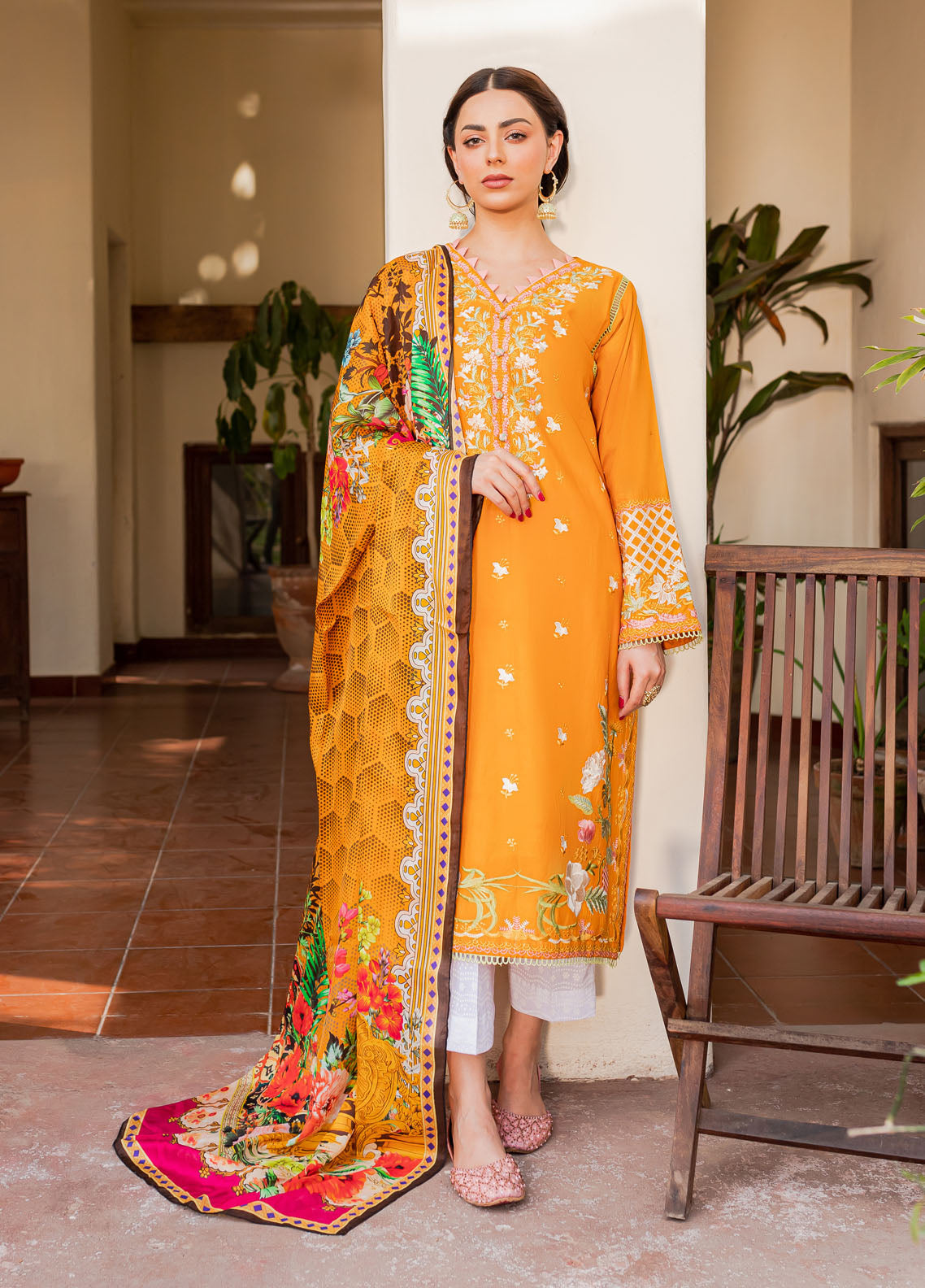 Naayas Embroidered Summer Lawn Collection NA23SL Menara mustered