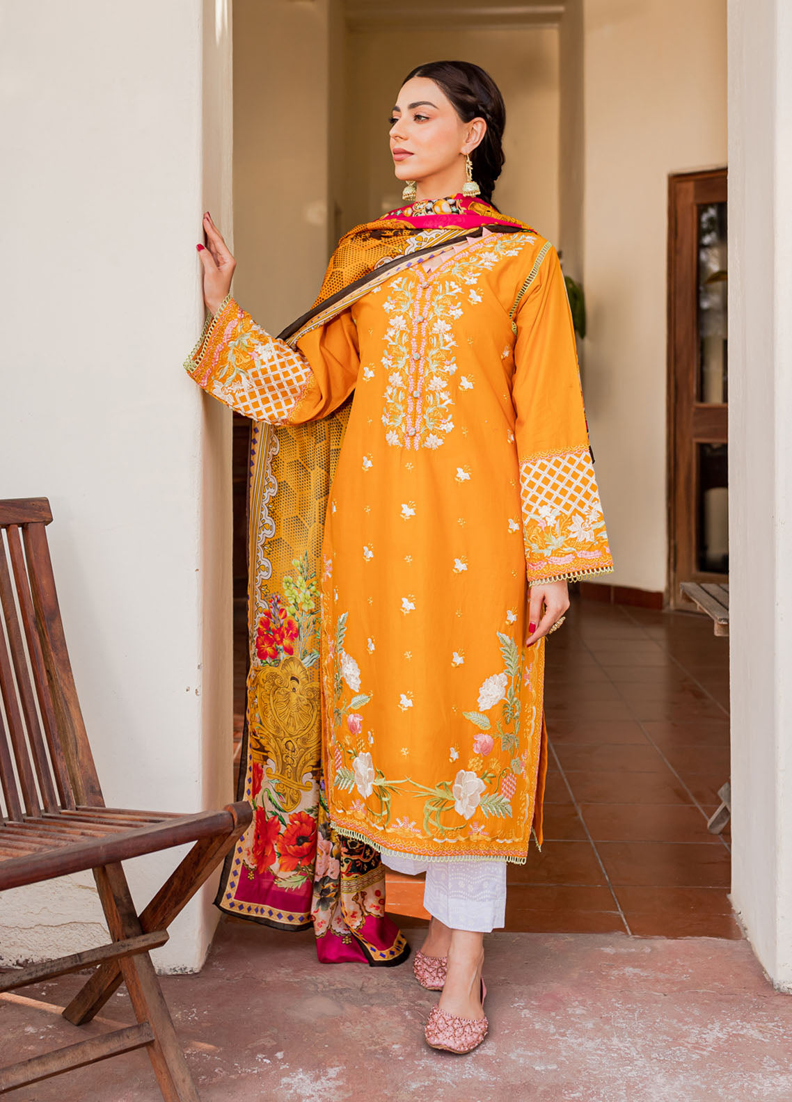 Naayas Embroidered Summer Lawn Collection NA23SL Menara mustered