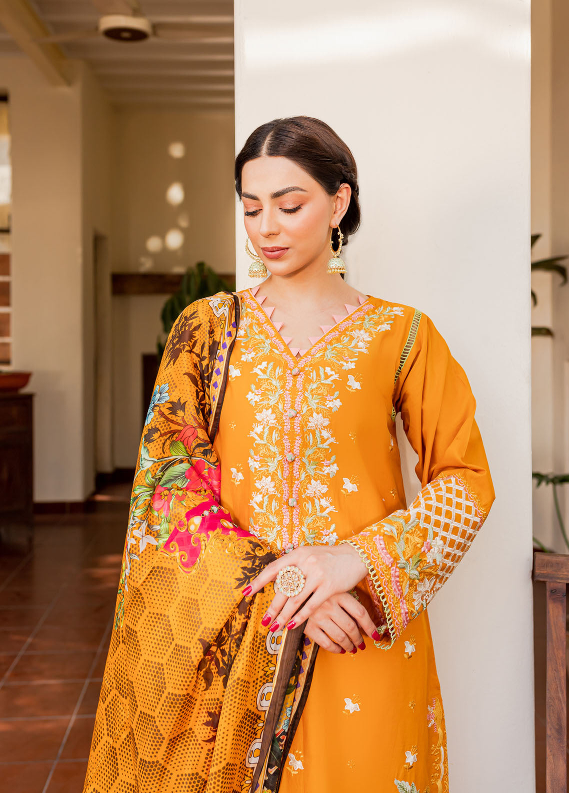 Naayas Embroidered Summer Lawn Collection NA23SL Menara mustered