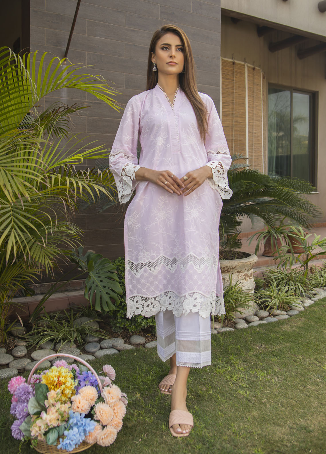 Naaz Couture Luxury Pret Embroidered Lawn Kurta NC23LL Baby Pink