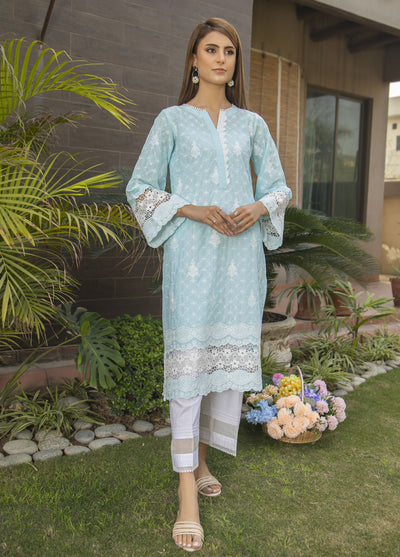 Naaz Couture Luxury Pret Embroidered Lawn Kurta NC23LL Arctic Blue