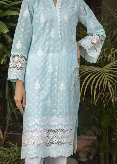 Naaz Couture Luxury Pret Embroidered Lawn Kurta NC23LL Arctic Blue