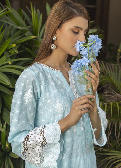 Naaz Couture Luxury Pret Embroidered Lawn Kurta NC23LL Arctic Blue