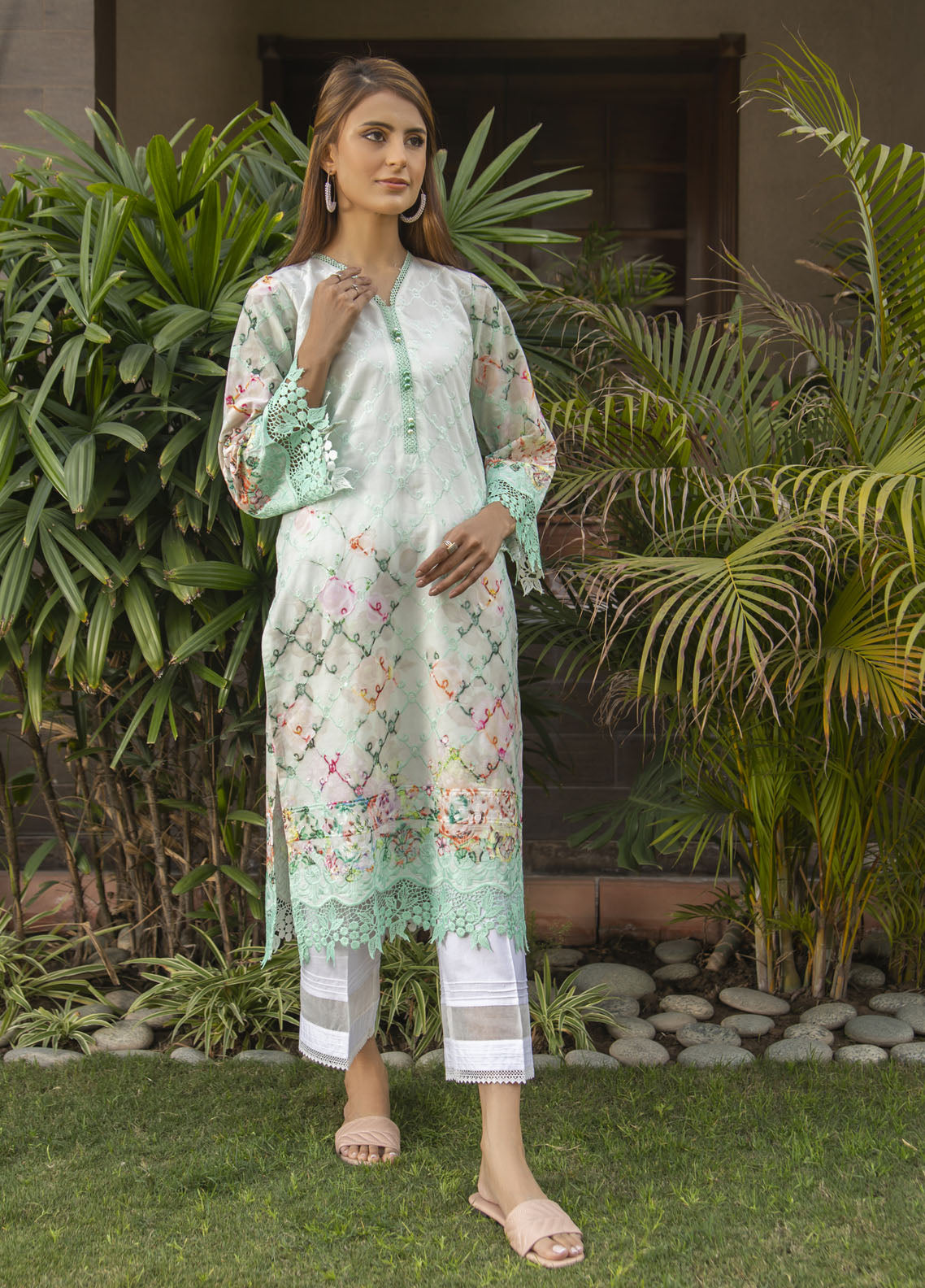 Naaz Couture Luxury Pret Embroidered Lawn Kurta NC23LL Sea Green