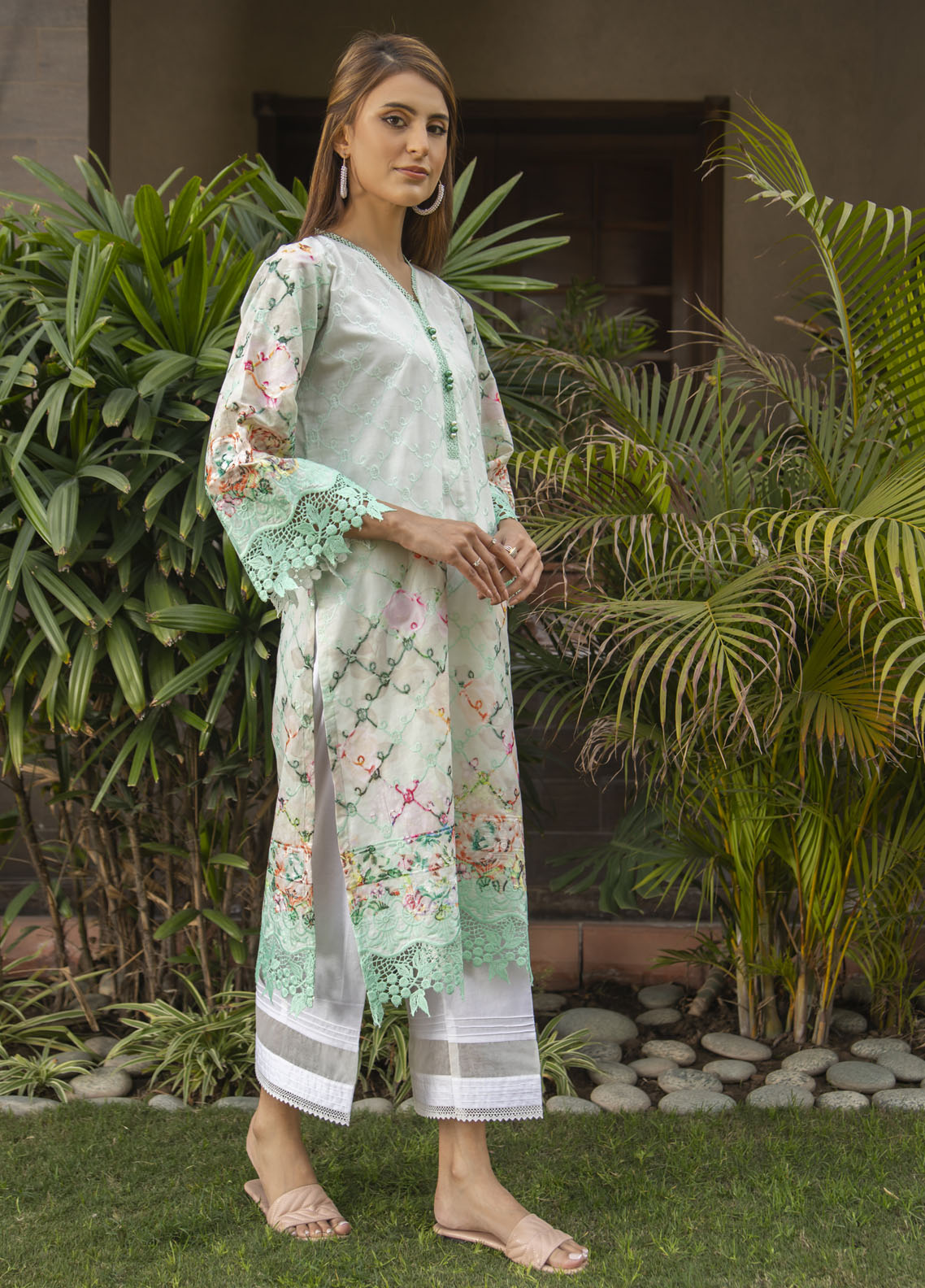 Naaz Couture Luxury Pret Embroidered Lawn Kurta NC23LL Sea Green