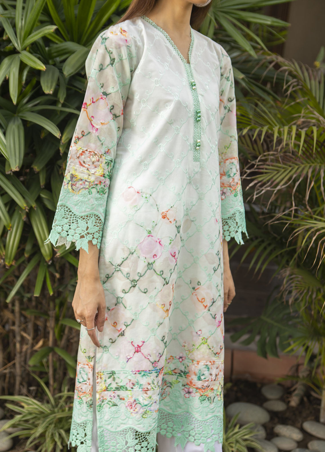 Naaz Couture Luxury Pret Embroidered Lawn Kurta NC23LL Sea Green