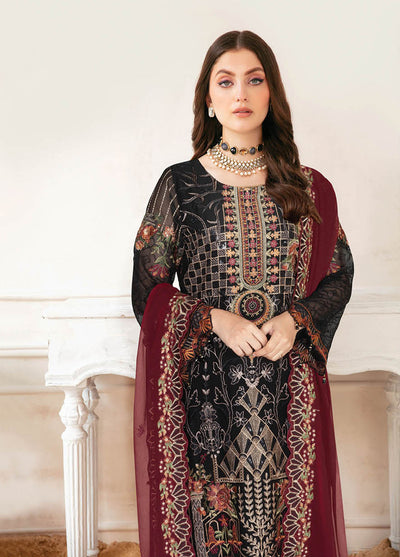 Nayab By Ramsha Embroidered Chiffon Suits Unstitched 3 Piece RSH23N N-107 - Festive Collection