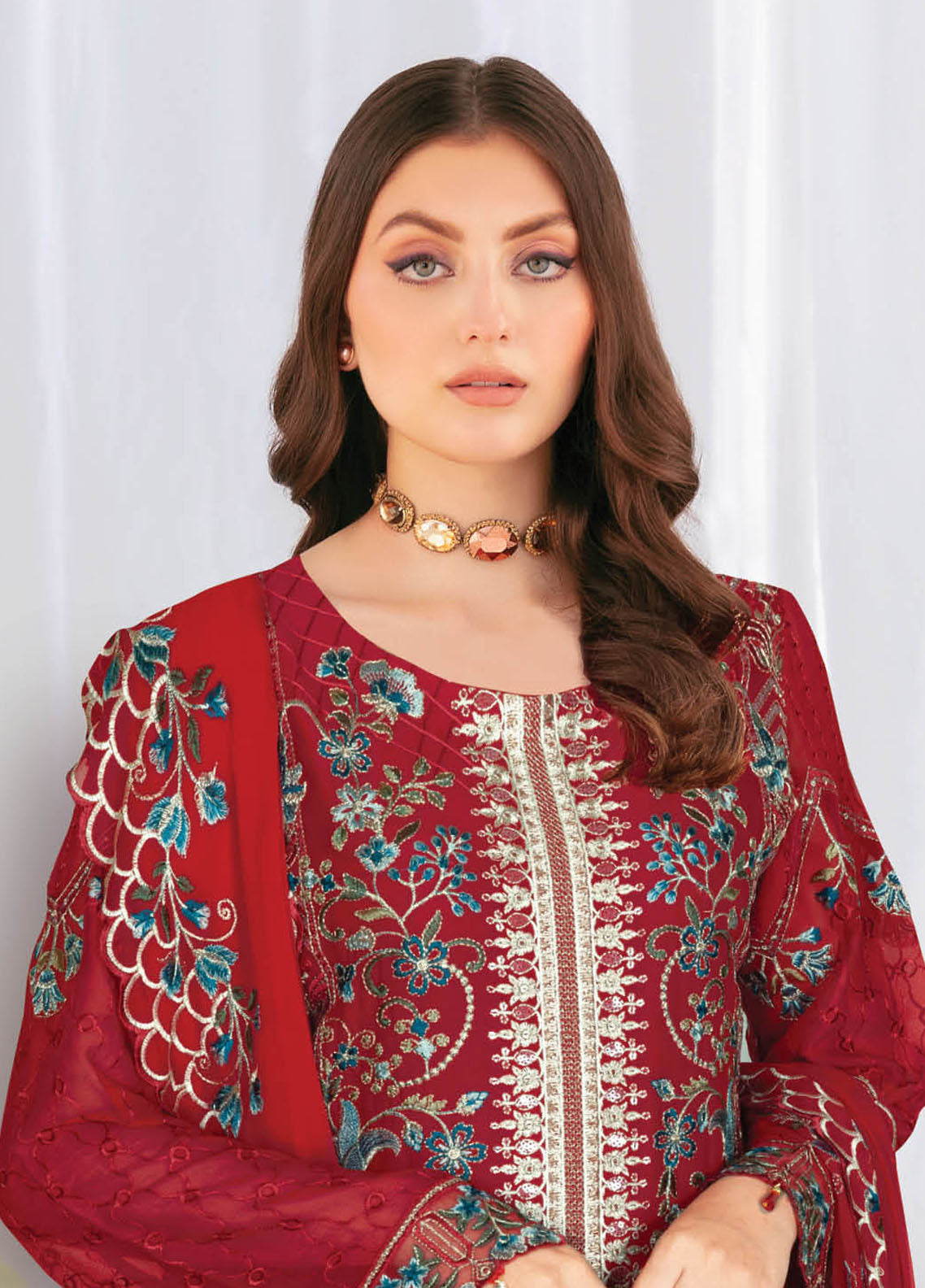 Nayab By Ramsha Embroidered Chiffon Suits Unstitched 3 Piece RSH23N N-110 - Festive Collection