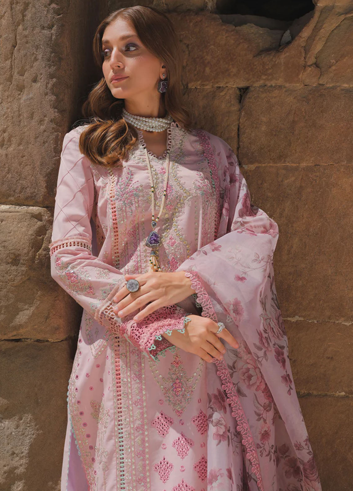 Qalamkar Unstitched Luxury Lawn Eid Edit 2023 BE-08 Siya