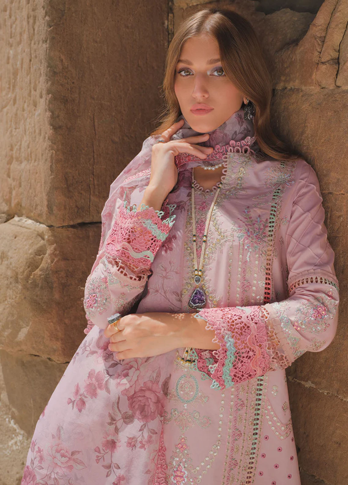 Qalamkar Unstitched Luxury Lawn Eid Edit 2023 BE-08 Siya