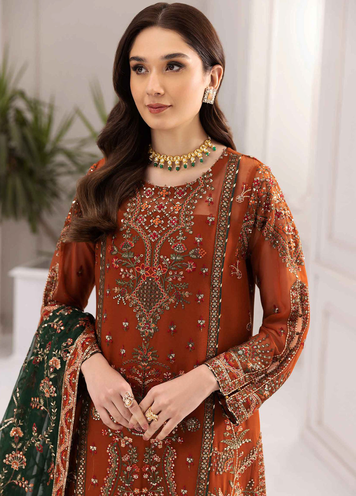 Rang-E-Mehr By Alizeh Fashion Embroidered Chiffon Suits Unstitched 3 Piece AFB23RM Aarmish - Luxury Collection