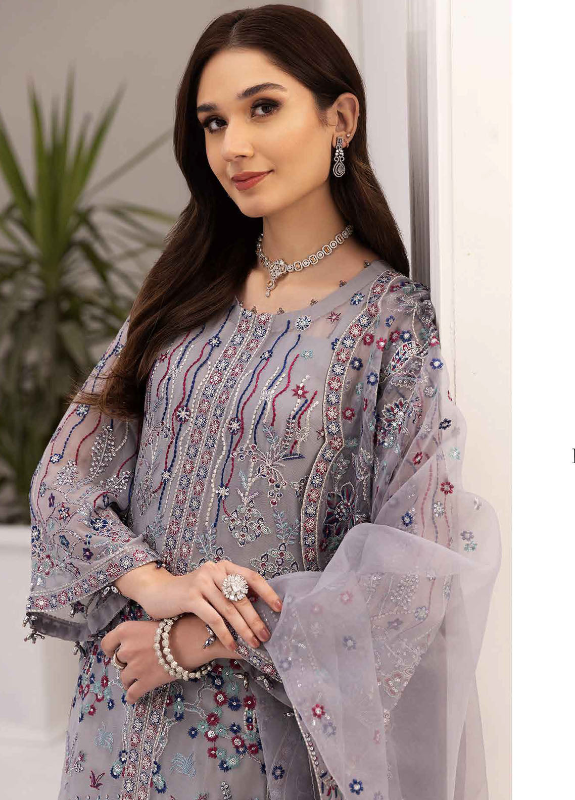 Rang-E-Mehr By Alizeh Fashion Embroidered Chiffon Suits Unstitched 3 Piece AFB23RM Rehab - Luxury Collection