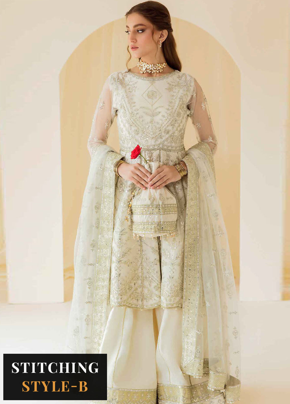 Rang-E-Mehr By Alizeh Fashion Embroidered Net Suits Unstitched 3 Piece AFB23RM Ghazal - Luxury Collection