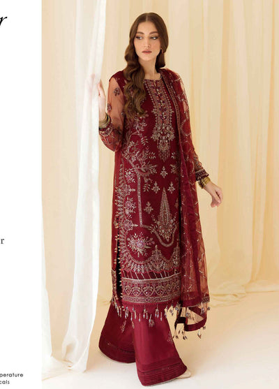 Rang-E-Mehr By Alizeh Fashion Embroidered Net Suits Unstitched 3 Piece AFB23RM Raya - Luxury Collection